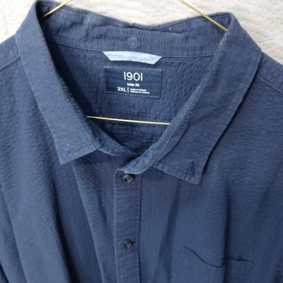 1901 men's trim fit long sleeve button front cotto - Picture 3 of 7